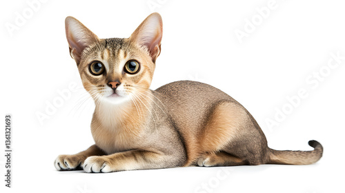 Singapura cat on white background