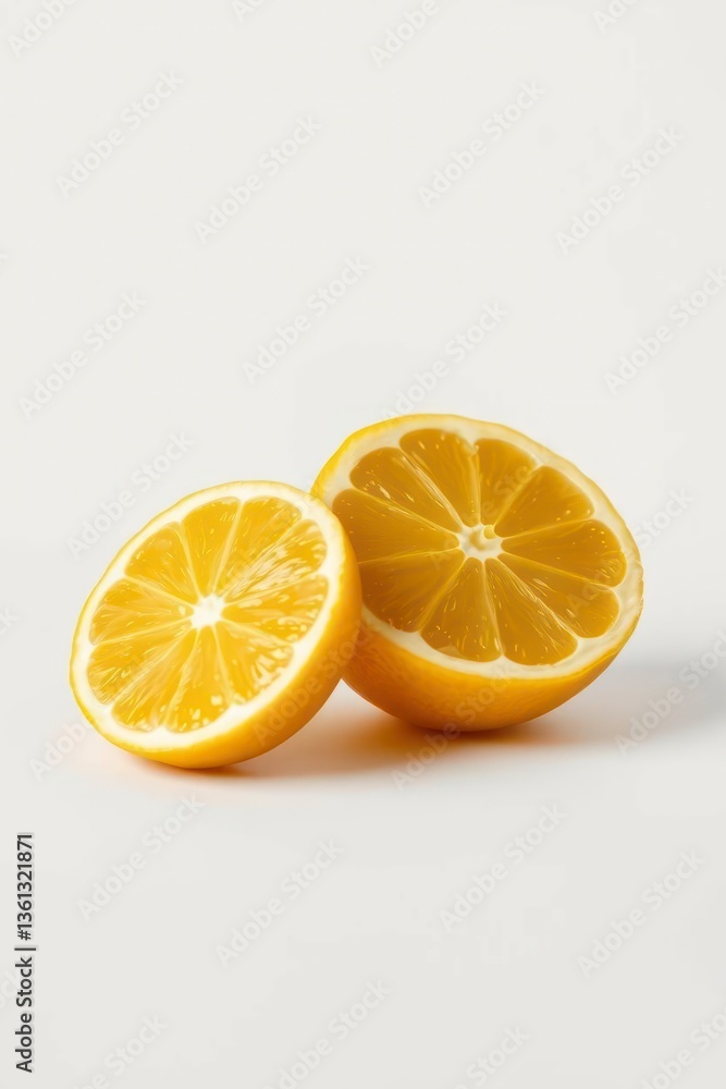 Halved Lemon Still Life on White Background for Fresh Food Concept Halved Lemon Still Life on White Background for Fresh Food Concept