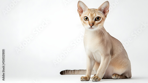 Singapura cat on white background