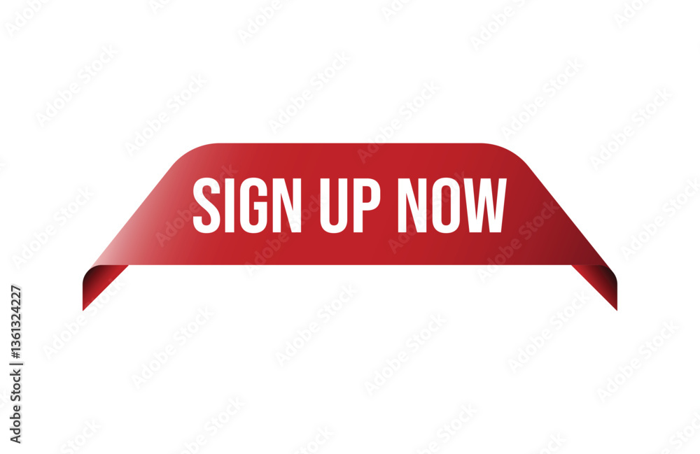 Red banner sign up now isolated on white background. Red banner sign up now isolated on white background.