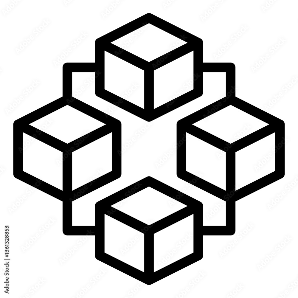 Blockchain Line Icon Blockchain Line Icon