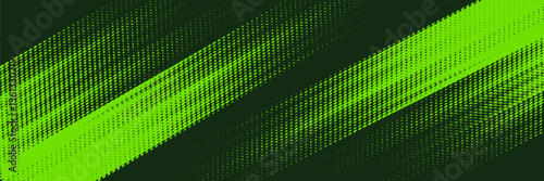Abstract background with diagonal halftone streaks in vibrant green and black, creating a dynamic and modern design.