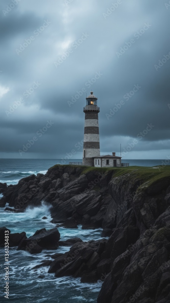 Fototapeta premium Ocean Waves Crash Against Rocks