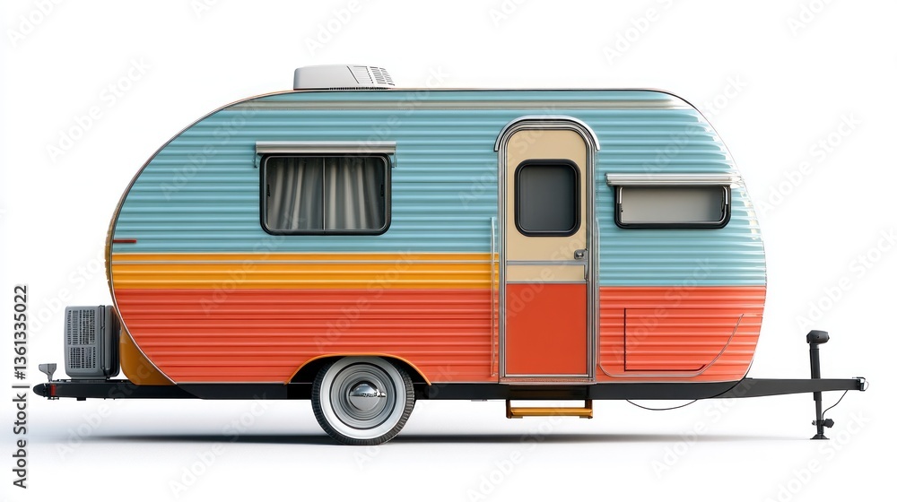 Naklejka premium Retro camper van isolated on white background