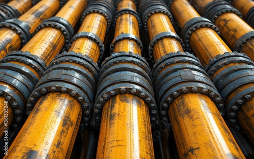 Wallpaper Mural Detailed Close-Up of Industrial Pipe Sections with Metal Connectors Torontodigital.ca