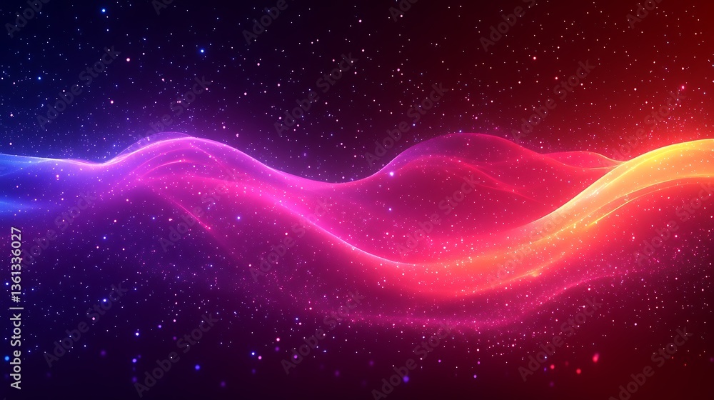 Fototapeta premium Abstract swirling wavy light moving through a starry celestial background