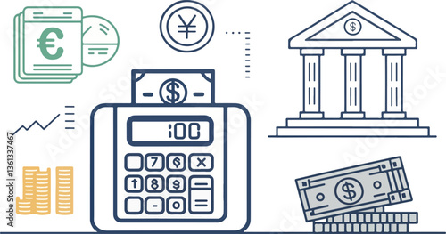 Banknote Counter icon design, Set of Banknote Counter vector design, Banknote Counter vector design
