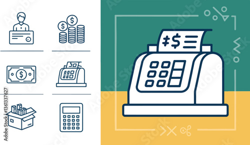 Set of Banknote Counter vector design, Banknote Counter icon design