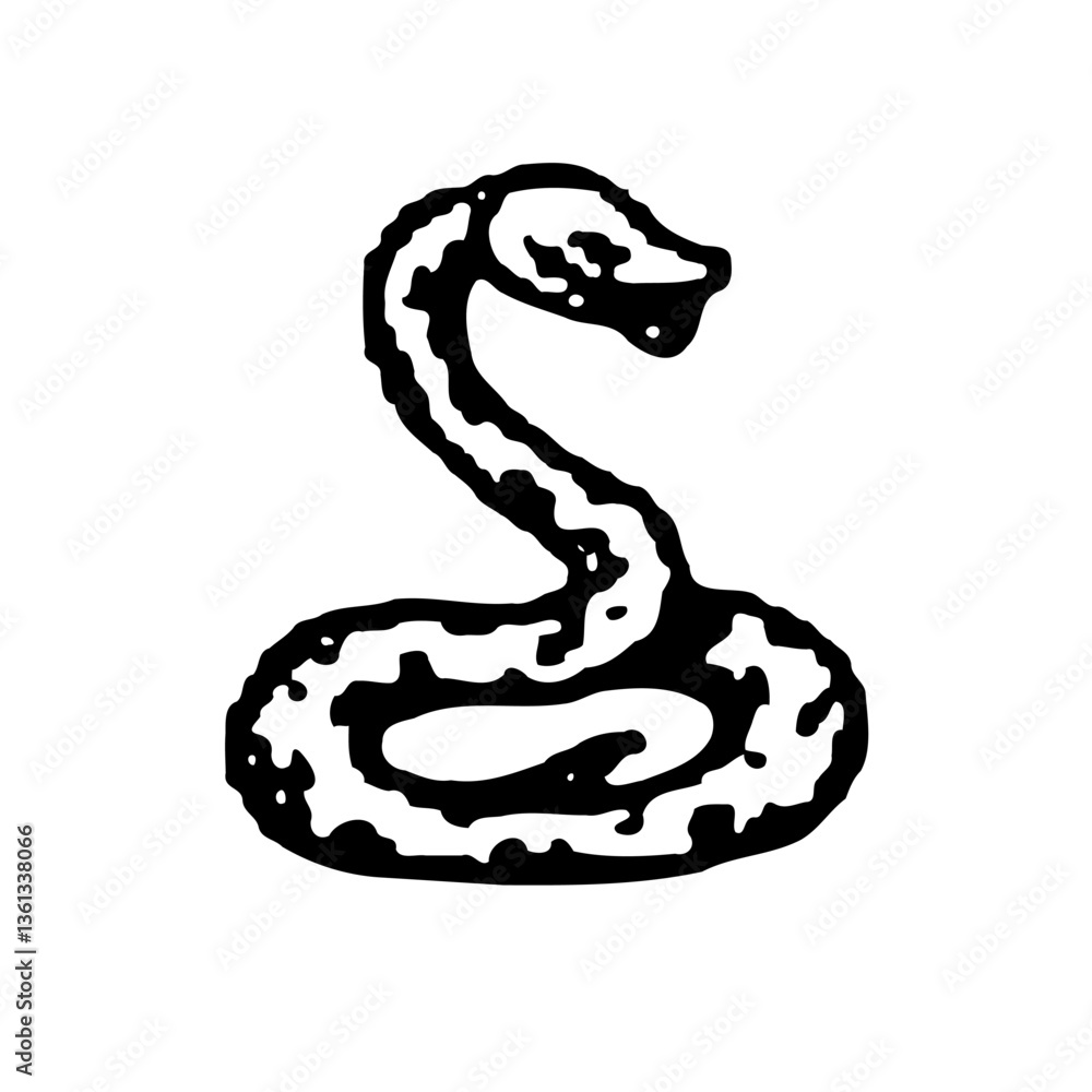Fototapeta premium Stylized Serpent Drawing Illustration on White