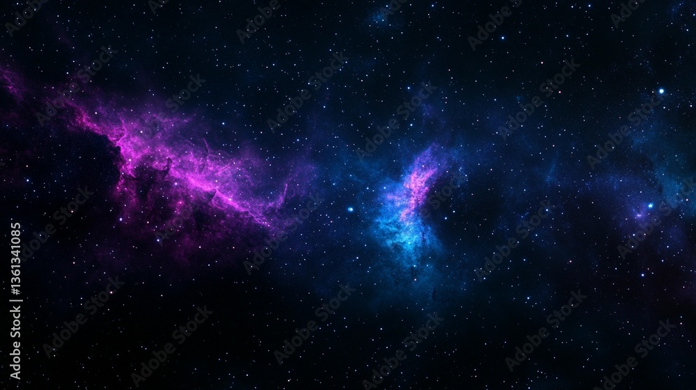 Naklejka premium Vibrant nebula in deep space, cosmic clouds of gas and dust, stars and galaxies.