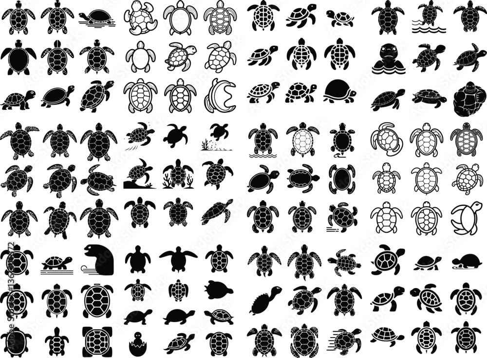turtle icon Black line art vector logo set simple turtle icon illustration Simple Black Silhouette of a Turtle Set of different turtle silhouettes. Isolated flat vector illustrations turtle icon Black line art vector logo set simple turtle icon illustration Simple Black Silhouette of a Turtle Set of different turtle silhouettes. Isolated flat vector illustrations