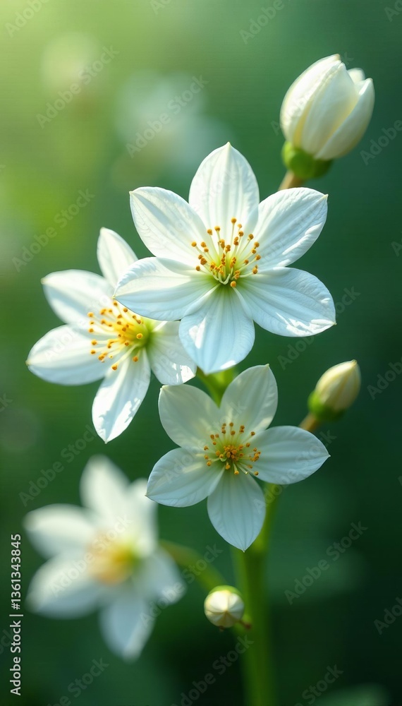 Close-up of white lacy blossoms in a dreamy botanical setting, artistic, bright, decorative Close-up of white lacy blossoms in a dreamy botanical setting, artistic, bright, decorative