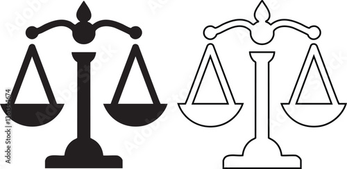 Scales of Justice Icon Set - Legal Balance Symbol Vector Icon Set Eps 10