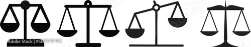 Scales of Justice Icon Set - Legal Balance Symbol Vector Icon Set Eps 10