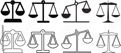 Scales of Justice Icon Set - Legal Balance Symbol Vector Icon Set Eps 10