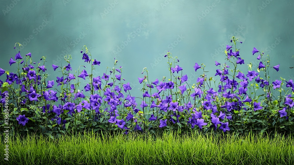 Obraz premium Vibrant Purple Flowers in a Serene Meadow: A Digital Nature Scene AI Generated