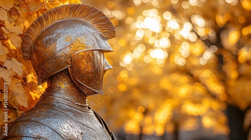 Ornate Armor in Autumnal Park