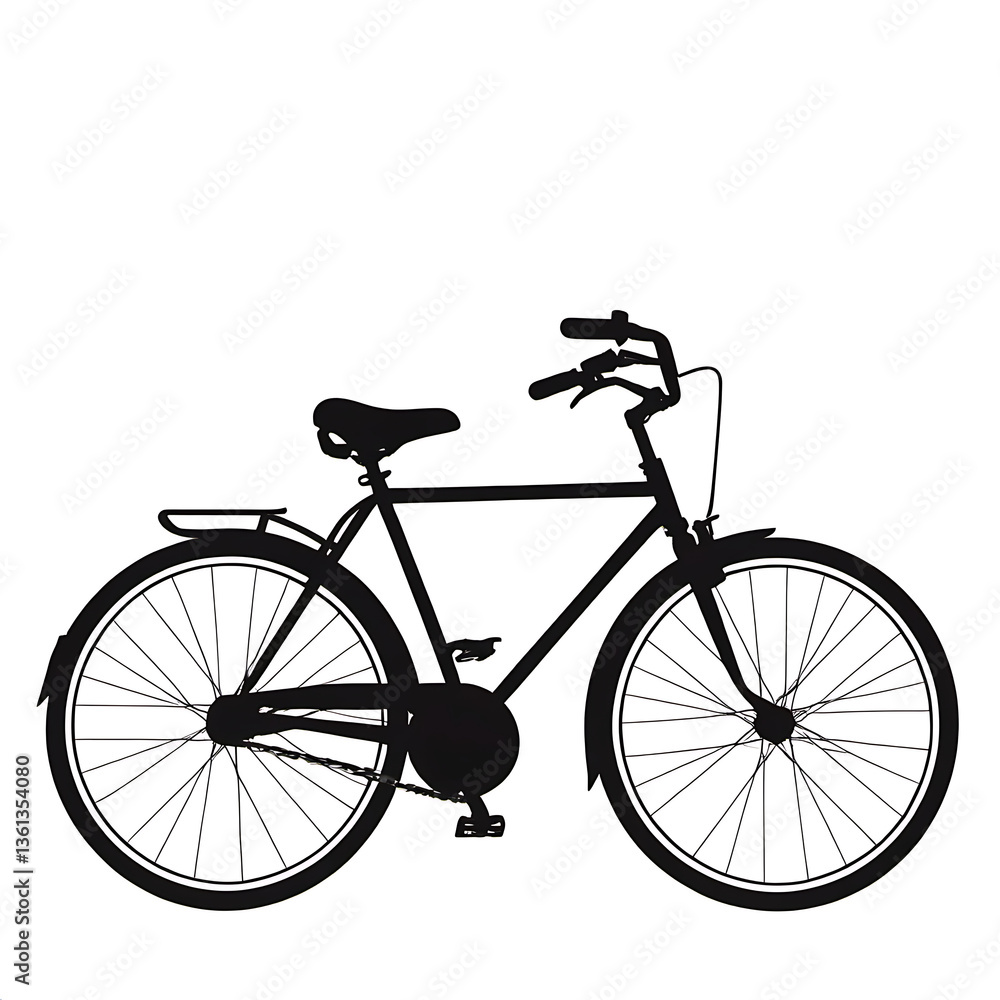 Obraz premium Black Silhouette Bicycle: Urban Transportation and Cycling for Fitness and Eco-Friendly Mobility