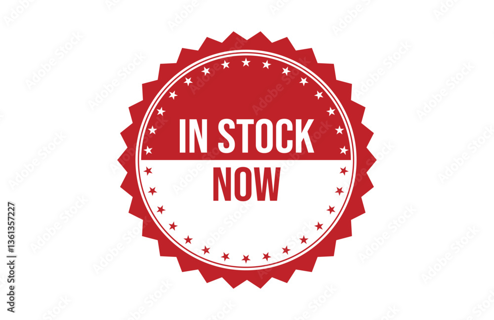 In Stock Now red ribbon label banner. In Stock Now red ribbon label banner.