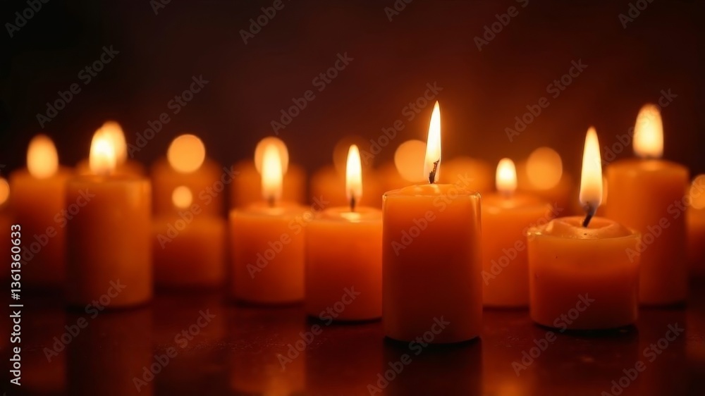 many different burning candles in a dim room many different burning candles in a dim room