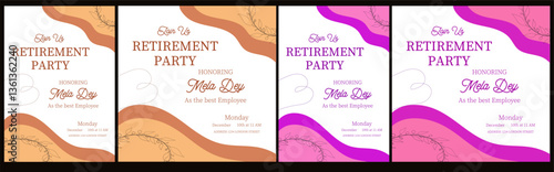 Retirement Flyer Design Template . Happy retirement party invitation flyer design.square banner, and a4 poster, Retirement flyer template. Happy retirement party flyer design.