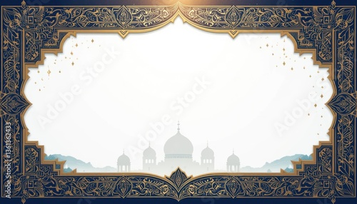 islamic calligraphy ornament mosque eid Mubarak greeting card background
