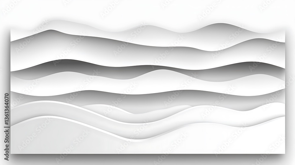 Obraz premium Layered Papercut Mountain Landscape Illustration AI Generated