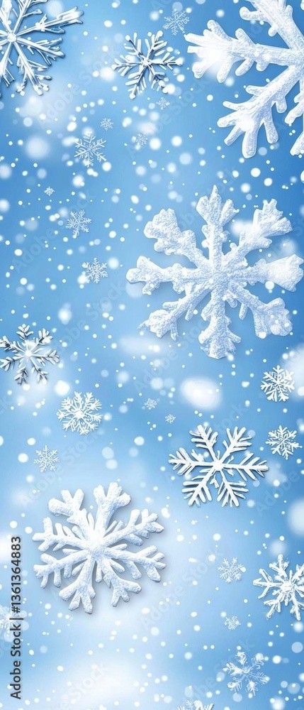 Falling snowflakes winter wonderland digital art chilly atmosphere close-up view seasonal beauty Falling snowflakes winter wonderland digital art chilly atmosphere close-up view seasonal beauty