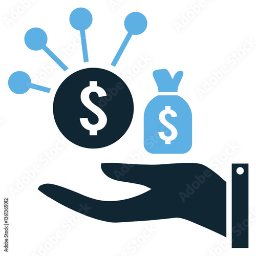 Revenue stream icon vector representing business income, financial flow, and multiple earning sources. Ideal for startups, finance, and corporate success.