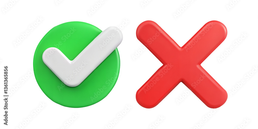 Tick and cross isolated on transparent background. Png Tick and cross isolated on transparent background. Png