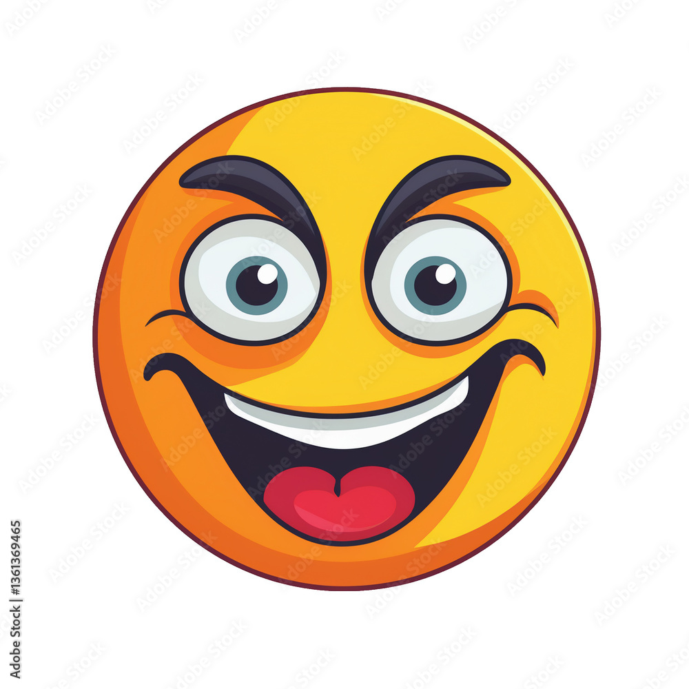 Fototapeta premium Crazy face emoji on transparent png background
