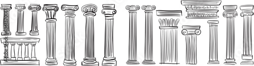 Collection of classic architecture columns illustration