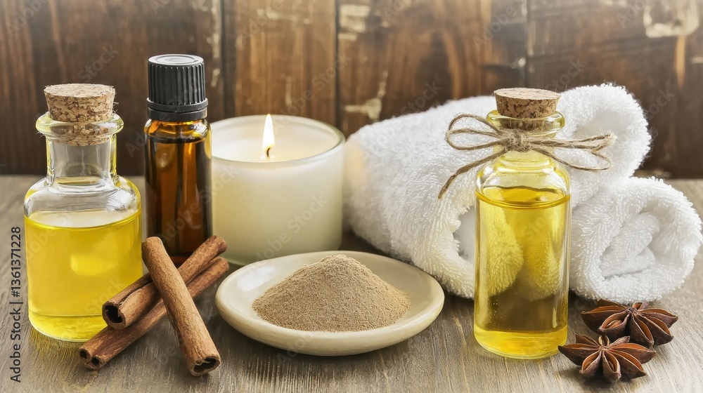 Relaxing spa treatment with essential oils home setting lifestyle content cozy environment warm lighting Relaxing spa treatment with essential oils home setting lifestyle content cozy environment warm lighting