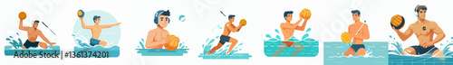vector collection of a water polo athlete
