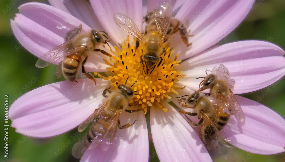 Honey bees on flower Honey bees on flower