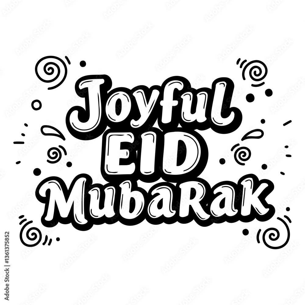 Fototapeta premium Joyful Eid Mubarak typography design.