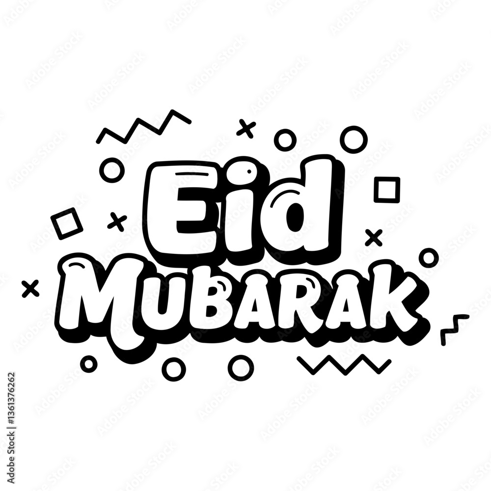Fototapeta premium Stylish Eid Mubarak typography design.
