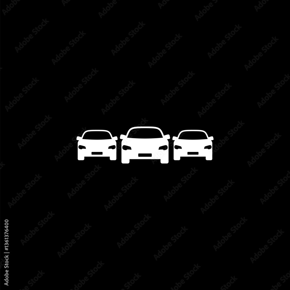 Fototapeta premium Car fleet flat icon isolated on black background
