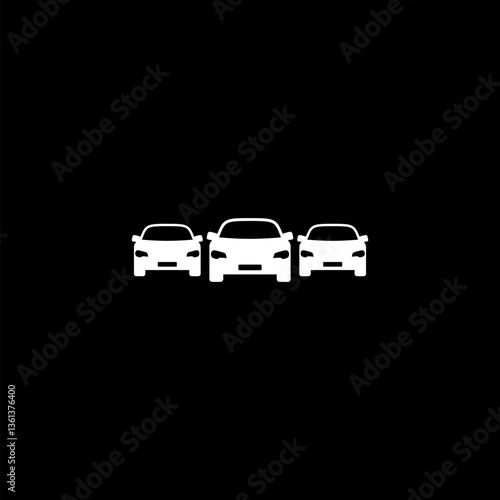 Car fleet flat icon isolated on black background
