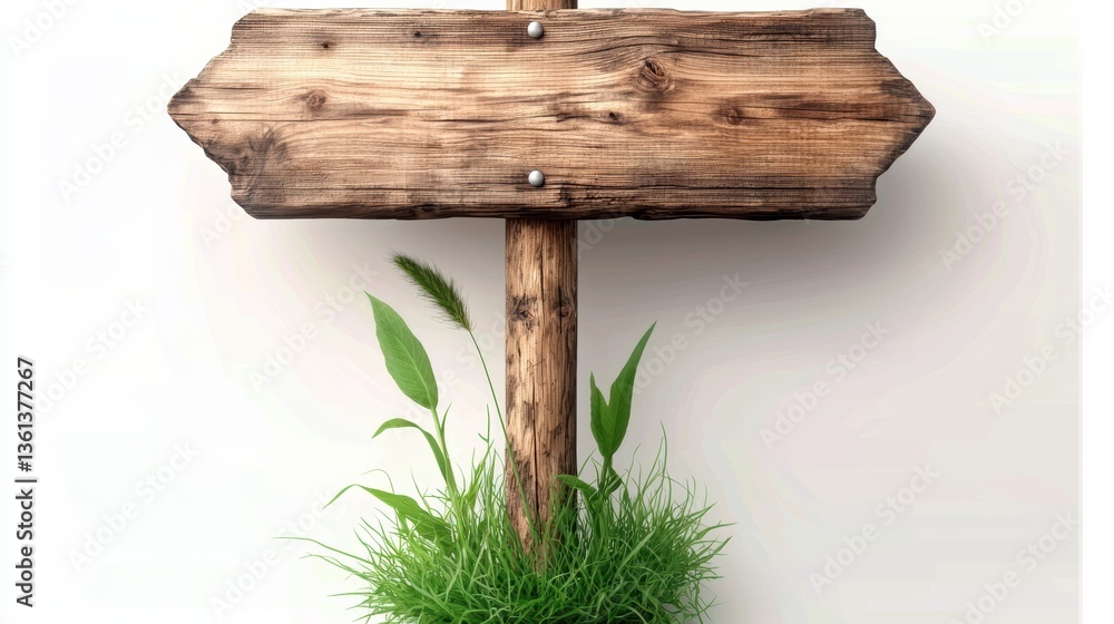 Wooden signpost surrounded by grass nature setting outdoor photography rustic environment close-up view Wooden signpost surrounded by grass nature setting outdoor photography rustic environment close-up view