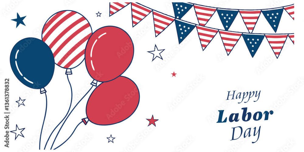 Obraz premium Festive Labor Day Greeting Featuring American Flag Balloons