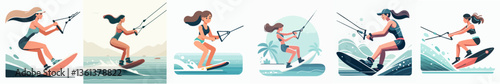vector collection of a surfboard athlete