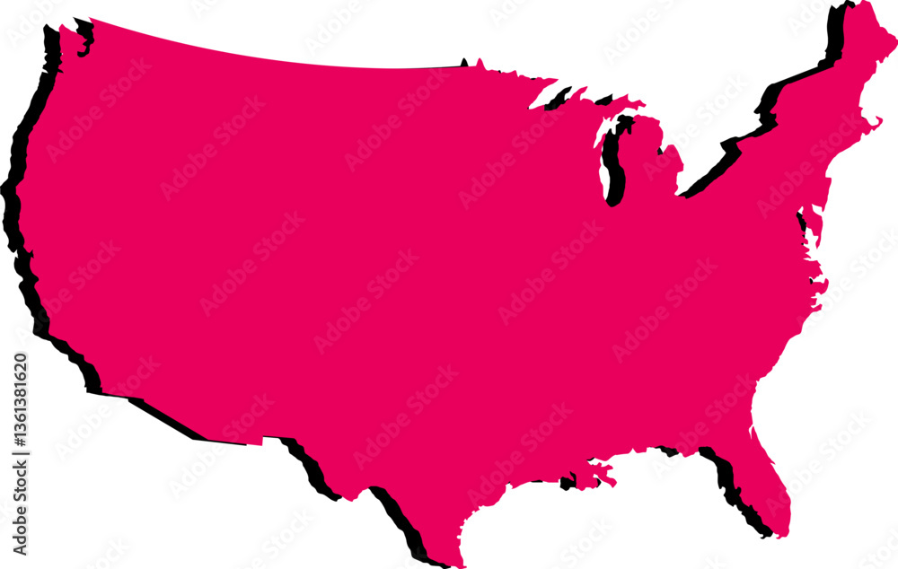 American Map Outline And Flag Vector American Map Outline And Flag Vector