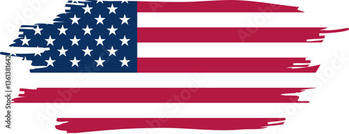 American Map Outline And Flag Vector