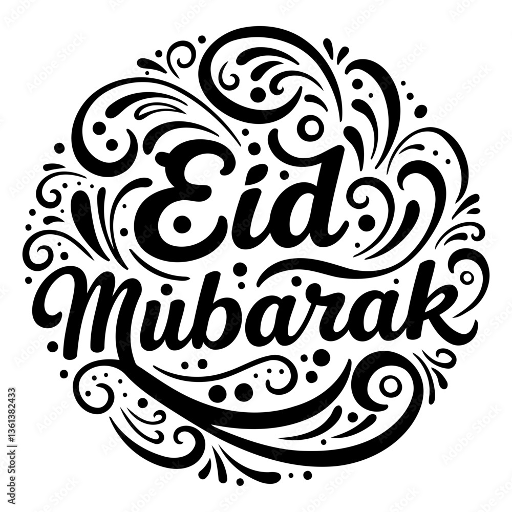 Elegant Eid Mubarak typography design. Elegant Eid Mubarak typography design.