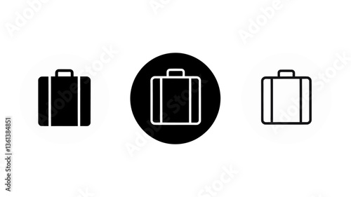 Versatile Set of Suitcase Icons for Travel, Luggage, and Adventure Apps. Ideal for tourism, travel websites, and mobile apps that require intuitive luggage and packing symbol designs