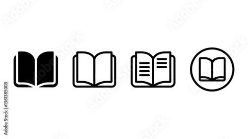 Icon Collection of Open and Closed Books, Perfect for Digital Libraries, Reading Apps, and Educational Platforms. Clean and modern design for intuitive user interface