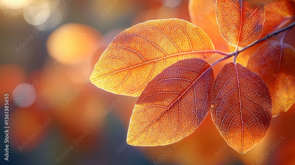 Autumn leaves backlit by sunlight, nature bokeh Autumn leaves backlit by sunlight, nature bokeh