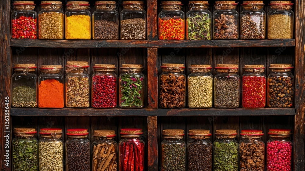 Exploring spices and herbs a culinary journey through a colorful pantry kitchen close-up flavorful ingredients