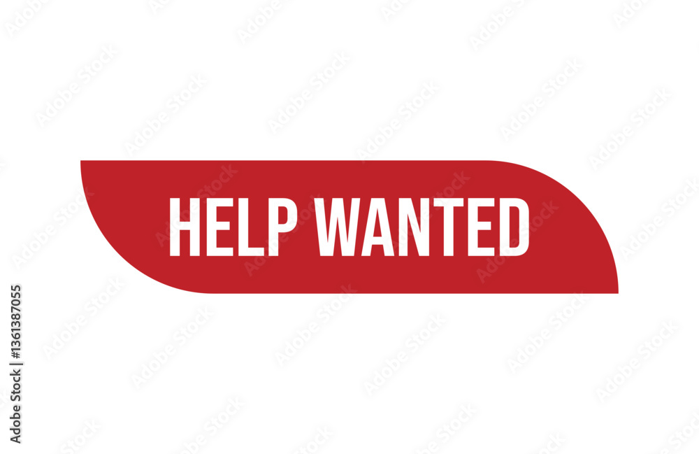 Fototapeta premium Red banner help wanted isolated on white background.